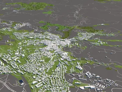 Perugia Italy 50x50km City Map 3D Model 3D model