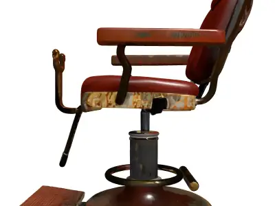 Vintage Rusty Barber Chair Low-poly 3D model