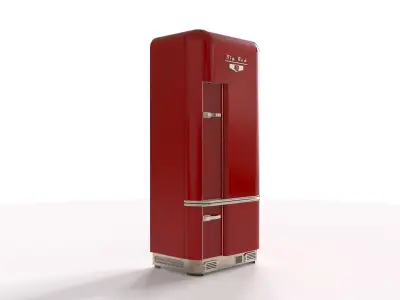 Fridge Red Classic  Low-poly 3D model