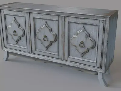 Three Door Media Console 3D model