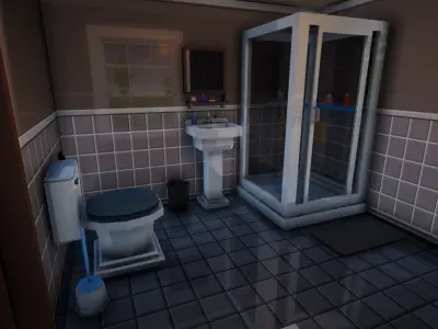 House with Furniture Low-poly 3D model