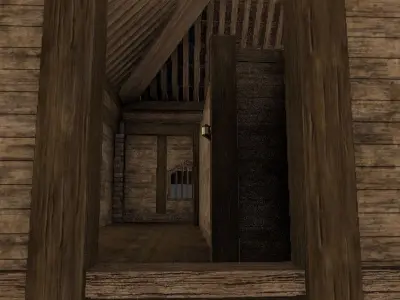 Medieval wood house 3 floors enterable 3D model