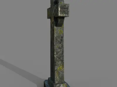 Celtic cross grave stone Low-poly 3D model