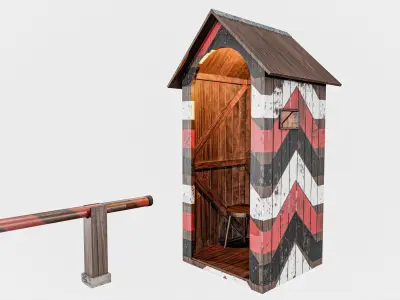 Checkpoint Booth With Gate Low-poly 3D model