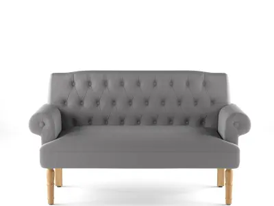 Bjorn5922RolledArmSettee upholstered loveseat with wooden legs Low-poly 3D model