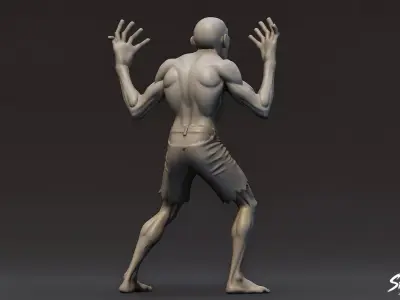 Zombie Statue Furious Pose Low-poly 3D model