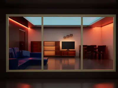 Hall interior with lighting 3D model