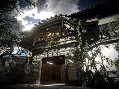 HQ Old Japanese Bathhouse Environment Low-poly 3D model