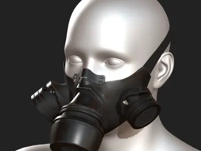 Gas mask black protection futuristic fantasy  Low-poly 3D model
