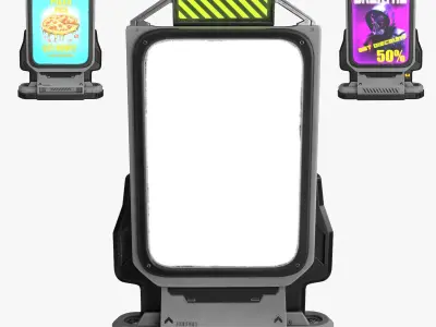 Sci-fi Billboard Sign set of 3 3D Model Pack