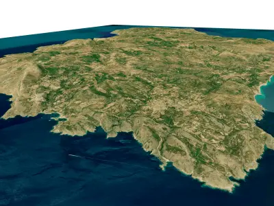 Cythera island 3d model terrain Low-poly 3D model