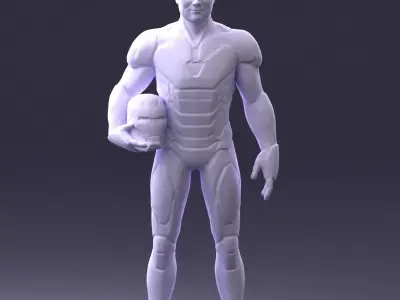 000291 Man in Futuristic Armored Suit with Helmet 1001 3D model