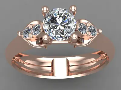 Rose Gold Women Diamond Ring 3D print model 3D print model 65