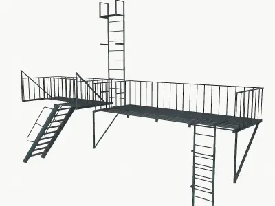 Fire Escape 2 Low-poly 3D model