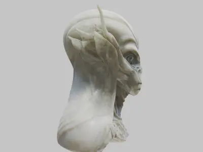 Alien Head Bust - Marble Sculpture with Two Texture Versions Low-poly 3D model
