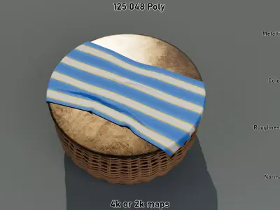 Wicker Low Table Low-poly 3D model