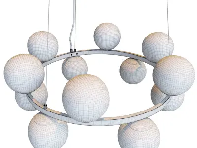 BUBBLES BRASS RING PENDANT LIGHT 3D model