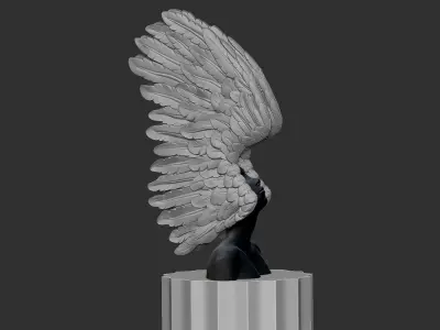 Girl music with wing 3D print model