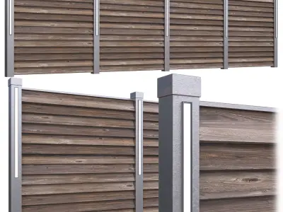 Wooden fence Low-poly 3D model shop