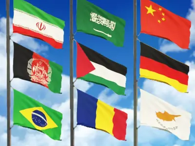 Flags of all 196 countries 3D model
