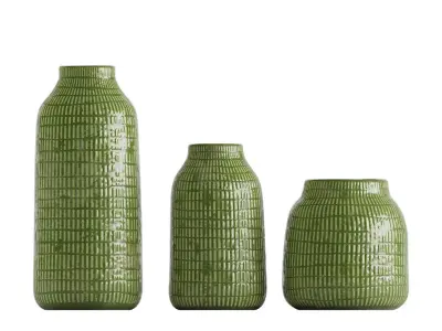 Three Green vases 3D model