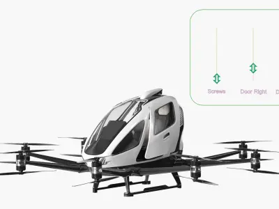  Self-Flying Passenger Drone Vehicle White Rigged for Maya 