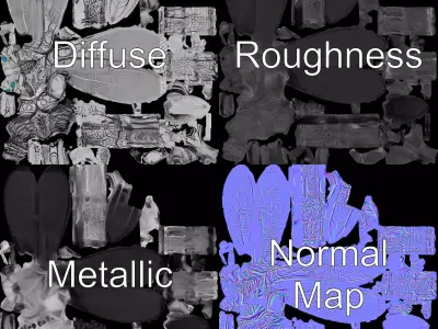 Metallic Insectoid Creature model pack Low-poly 3D model