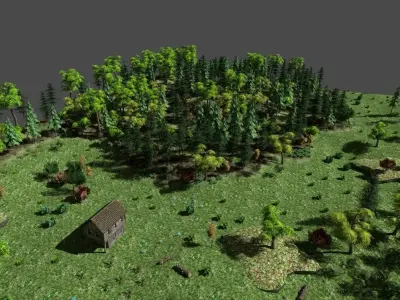 low poly forest landscape Low-poly 3D model