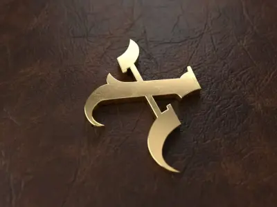 Gothic Letter X Pendant 3D print model