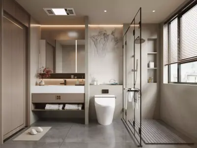 Elegant Modern Bathroom with Glass Shower 696 3D model