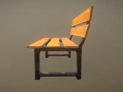 Game Ready Park Bench Low Poly  Low-poly 3D model