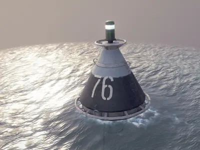 Buoy River RB-4-01 Left Drift Mark Low-poly 3D model