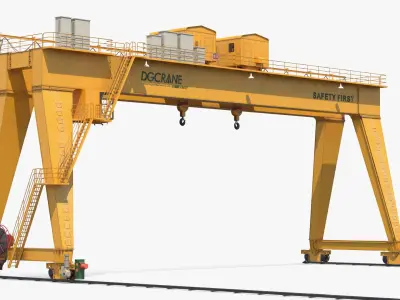  DGCRANE Heavy Duty Double Girder Gantry Crane Yellow Rigged 