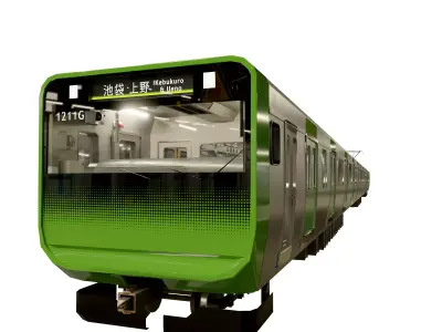 Japanese Train JR line Shinjuku Low-poly 3D model