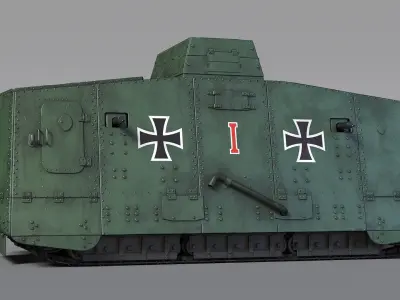  Sturmpanzerwagen A7V Deutscher WW1 Panzer Rigged 