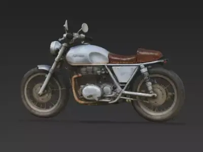 Vintage Rusty Cafe Racer Motorcycle 3D Model Low-poly 3D model