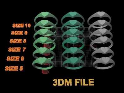Dainty Thin Signet Heart Round Mix Size 3D print model