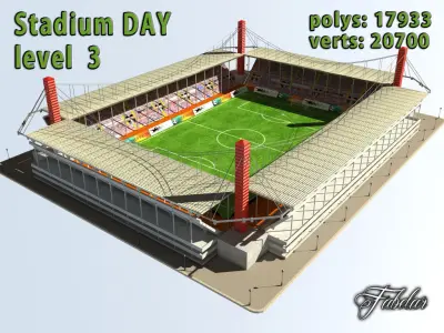 Stadium Level 3 Day-Night Low-poly 3D model