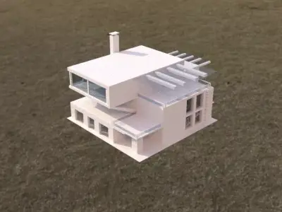 Modern House 3 FLOORS NO MATERIALS NO FURNITURE Free low-poly 3D model