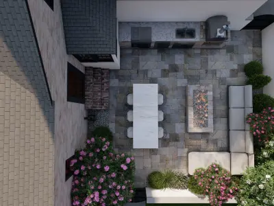 3D Exterior Scene 3D model design garden and landscape 3D 3D model