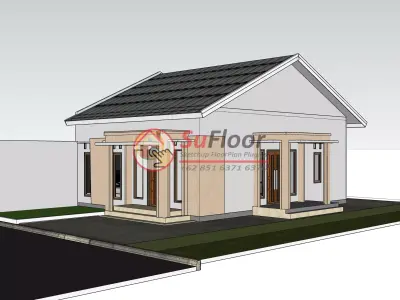 House 17x10m code 551 - Sketchup 3D model 3D model 3D model
