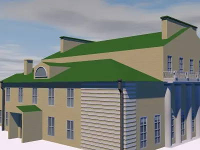 Manor house with roof Low-poly 3D model