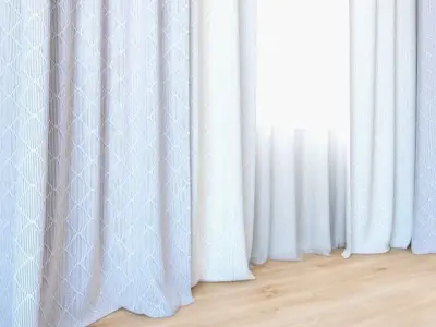 Curtains 30 Curtains with Tulle 3D model