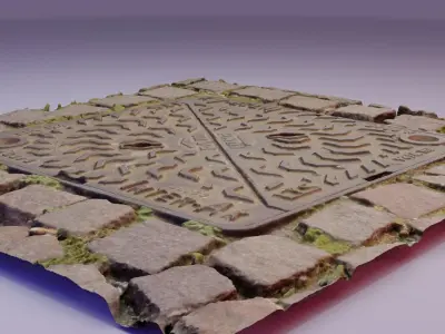 Ultra-realistic cover manhole 01 high-poly 3D model
