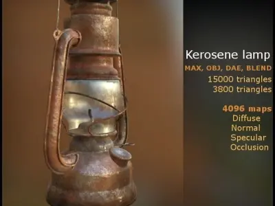 Kerosene Lamp lowpoly gameready Low-poly 3D model