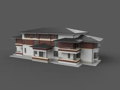 Apartment Building Game Ready Low-poly 3D model