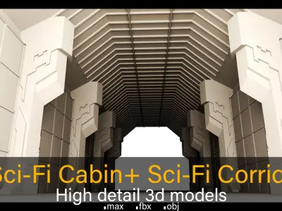 3 Sci-Fi Cabins - A Corridor- High detail 3d models Low-poly 3D model