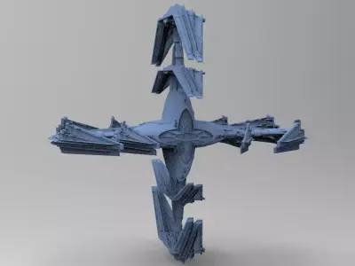 Sci-Fi Ocean Tech ship barrior ship 2 3D model