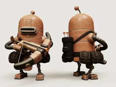 Robot War Rigged Low-poly 3D model