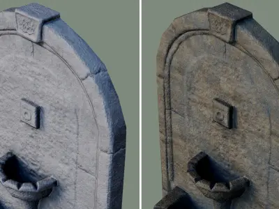 Wall Fountain concrete water ancient textures Low-poly 3D model